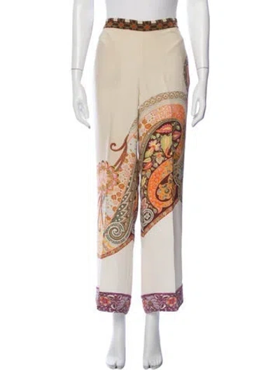 Pre-owned Etro Silk Wide Leg Pants In Neutral