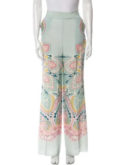 Pre-owned Etro Silk Wide Leg Pants W/ Tags In Blue