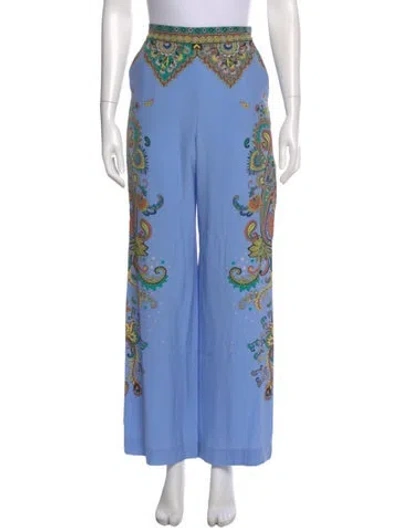 Pre-owned Etro Silk Wide Leg Pants W/ Tags In Blue