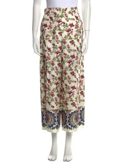 Pre-owned Etro Silk Wide Leg Pants In White