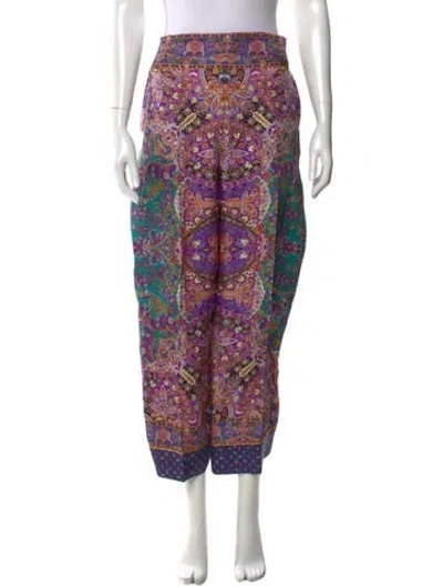 Pre-owned Etro Silk Wide Leg Pants In Yellow