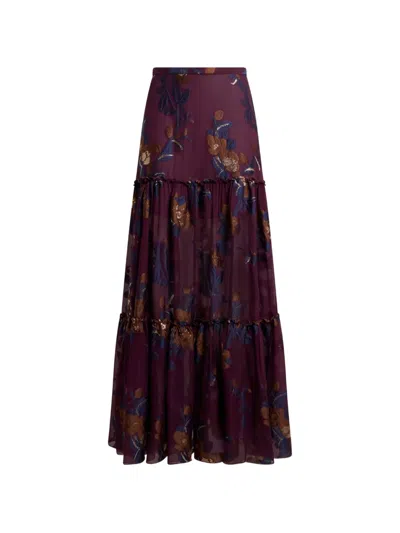 Etro Silk-blend Jacquard Maxi Skirt With Fil Coupé Flowers In Brown
