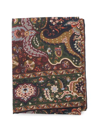 Etro Silk-blend Jacquard Scarf With Houndstooth Motif And Print In White