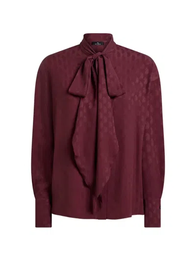Etro Jacquard-bluse Aus Seidengemisch Mit Seidenschal Und Paisley-motiv In Red