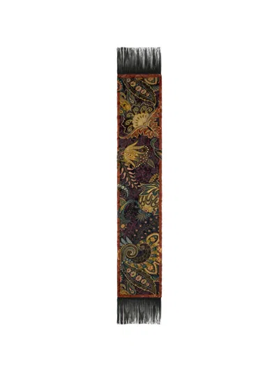 Etro Silk-blend Velvet Scarf With Floral-paisley Motif In Multi