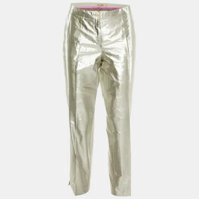 Pre-owned Etro Silver Lurex Silk Pants M