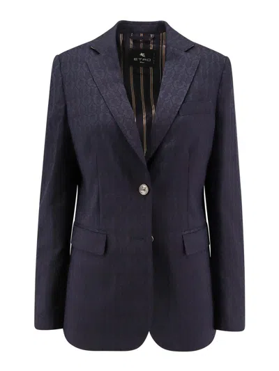 ETRO SINGLE -BREASTED BLAZER IN WOOL WITH MOTIF