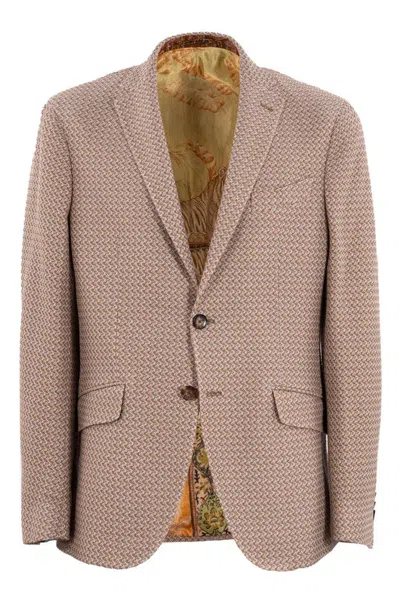 Etro Single-breasted Blazer In Beige