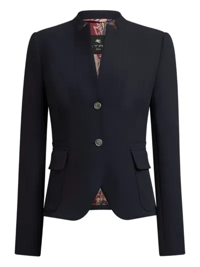 Etro Single-breasted Blazer In Black