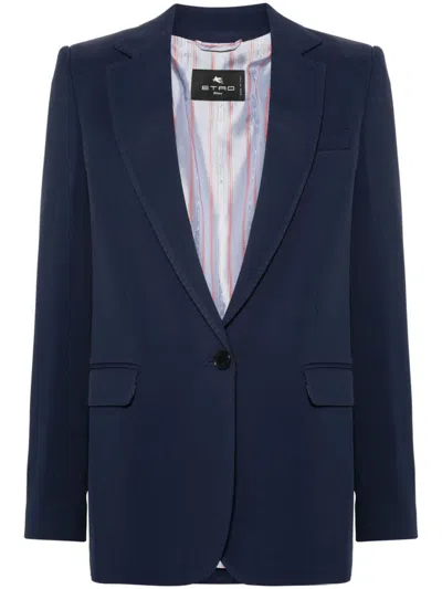 Etro Single-breasted Blazer In Blue