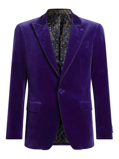 Etro Single-breasted Blazer In Purple
