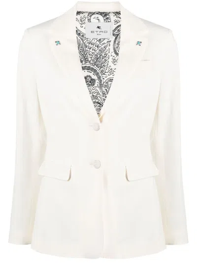 Etro Single-breasted Blazer In Nude