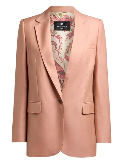 Etro Single-breasted Blazer In Pink