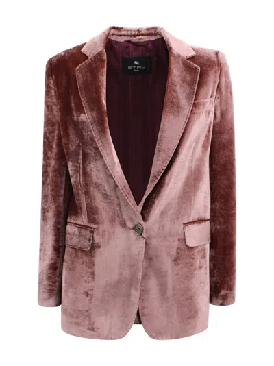 Etro Single-breasted Blazer With A Comfortable Fit And Refined Details. In Pink
