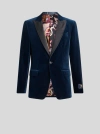 Etro , Single-breasted Blazer With Contrasting Lining, Man, Navy Blue, Size 56 In Navy Blue