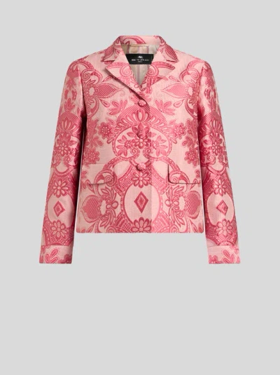 Etro Single-breasted Boxy Jacket In Red