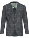 Etro Single-breasted Checked Jacket In Blue