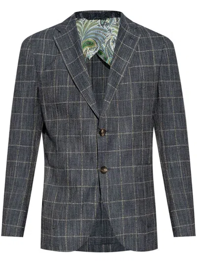 ETRO SINGLE-BREASTED CHECKED JACKET