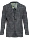 Etro Single-breasted Checked Jacket In Blue