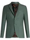 Etro Single-breasted Cotton Blazer In Green