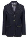 Etro Denim Blazer With Contrast Stitching And Front Pockets