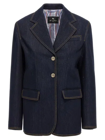 ETRO ETRO SINGLE-BREASTED DENIM BLAZER
