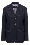 Etro Denim Blazer With Contrast Stitching And Front Pockets