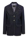 Etro Denim Blazer With Contrast Stitching And Front Pockets