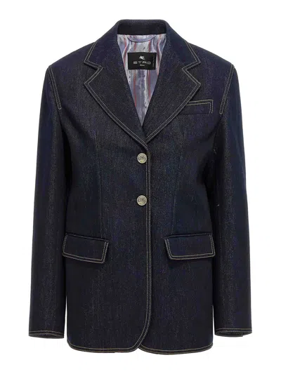 Etro Single-breasted Denim Blazer
