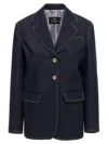 Etro Denim Blazer With Contrast Stitching And Front Pockets In Blue