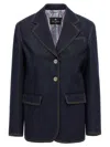 Etro Denim Blazer With Contrast Stitching And Front Pockets In Blue