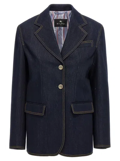 ETRO SINGLE-BREASTED DENIM BLAZER