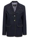 Etro Denim Blazer With Contrast Stitching And Front Pockets In Blue