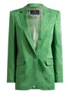 Etro Single-breasted Floral-motif Jacquard Blazer In Green