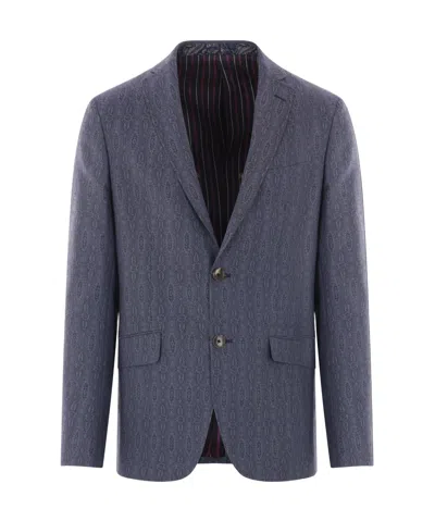 Etro Paisley-print Blazer In Blue