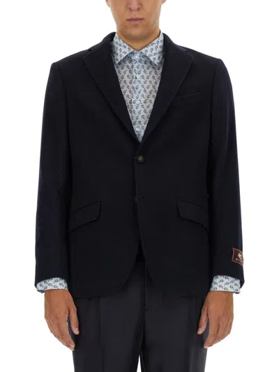 Etro Two-button Cashmere Blazer In Blue