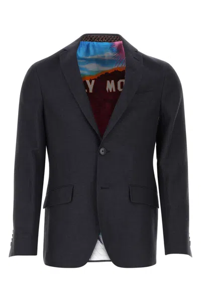 Etro Single-breasted Jacket In Blue