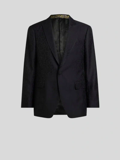 Etro Single-breasted Blazer In Black