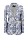 Etro Single-breasted Jacket With Lace Motif In Blue