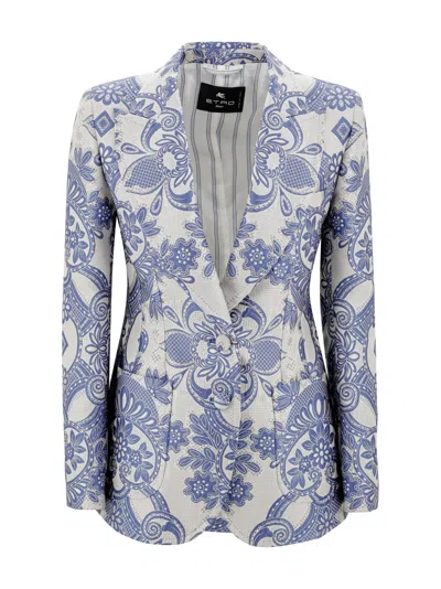 ETRO SINGLE-BREASTED JACKET WITH LACE PATTERN