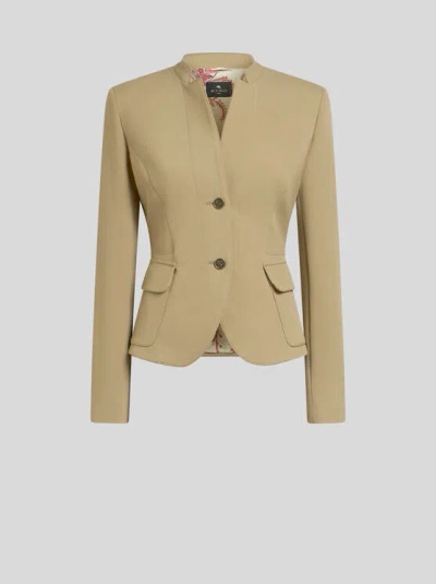 Etro Single-breasted Blazer In Nude