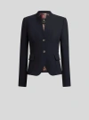 Etro , Single-breasted Jacket With Peplum Detail, Woman, Blue, Size 46 In Blue