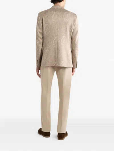 Etro Single-breasted Jacquard Blazer In Neutral