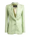 Etro Single-breasted Jacquard Jacket With Floral Motif In Green