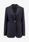 Etro Women Single-breasted Wool Blazer With Iconic Pattern In Blue