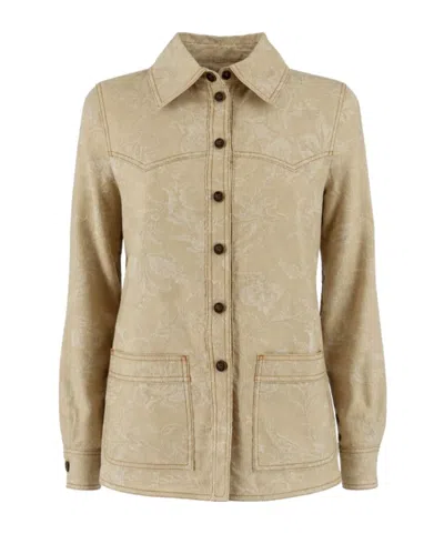 Etro Single-breasted Long-sleeved Jacket In Brown