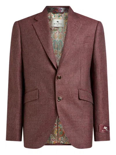Etro Single-breasted Mouliné Blazer In Red