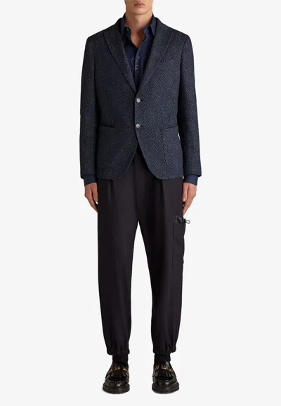 Etro Single-breasted Paisley Jacquard Blazer In Navy