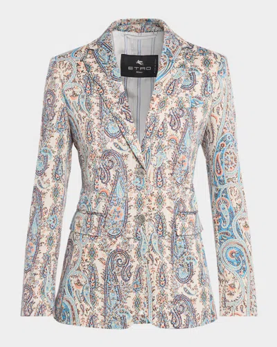 Etro Single-breasted Paisley Jacquard Fitted Jacket In Multi