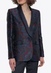Etro Single-breasted Silk Jacquard Blazer In Blue
